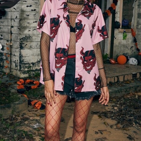 Demon Print Button Down - Picture 3 of 3